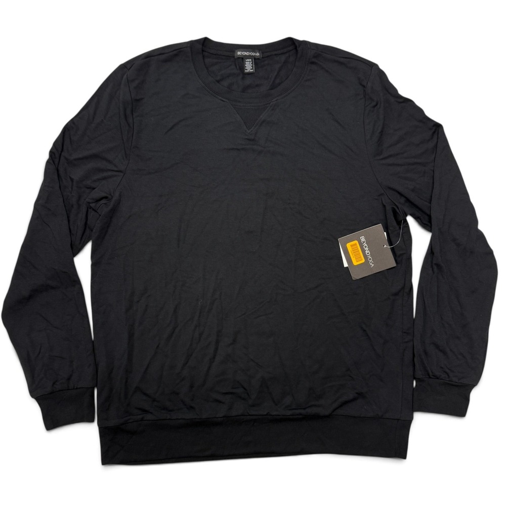 Beyond Yoga Sweatshirt Mens Large Black Modal Blend Long Sleeve Crewneck NWT USA